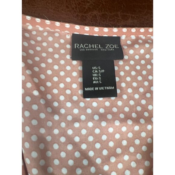 Rachel Zoe Womens Polka‎ Dot Long Sleeve Blouse Size S Mauve - Picture 2 of 6